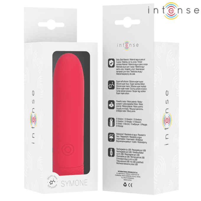 INTENSE - SYMONE BULLET VIBRANT RECHARGEABLE USB 8 VIBRATIONS ROUGE