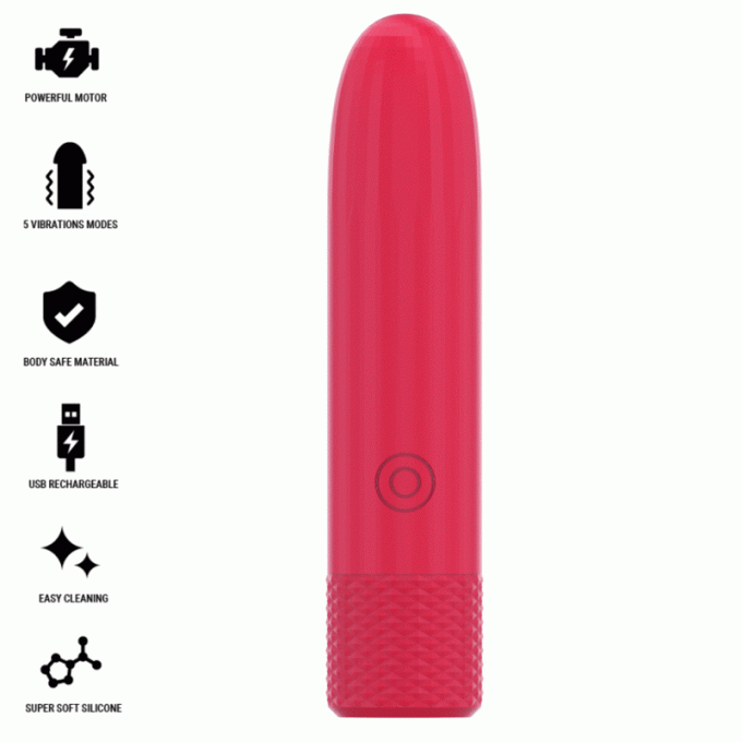 INTENSE - SYMONE BULLET VIBRANT RECHARGEABLE USB 8 VIBRATIONS ROUGE