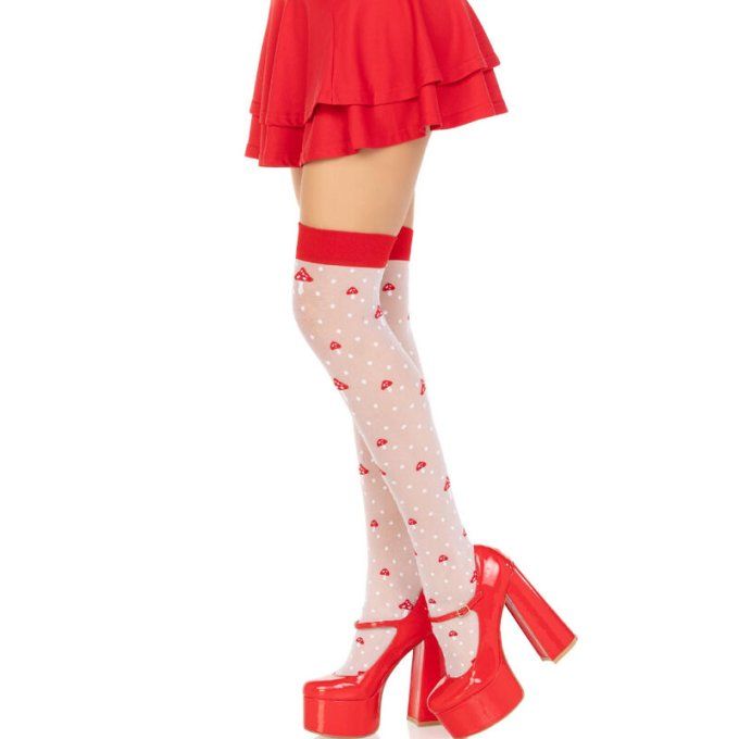 LEG AVENUE - CHAUSSETTES HAUTES CHAMPIGNON ROUGEBLANC