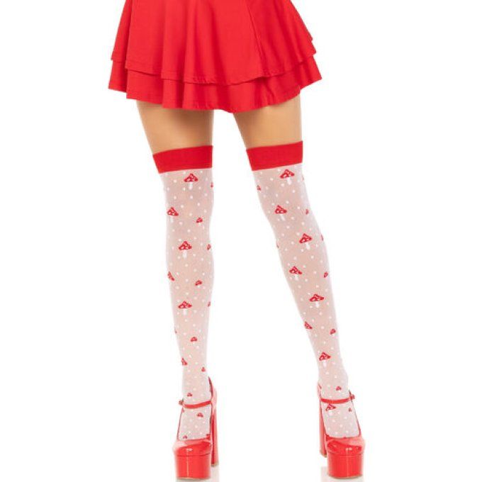 LEG AVENUE - CHAUSSETTES HAUTES CHAMPIGNON ROUGEBLANC