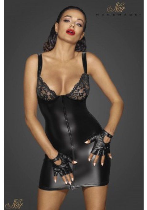 NOIR HANDMADE - ROBE WETLOOK BONNETS DENTELLE ZIP DEVANT