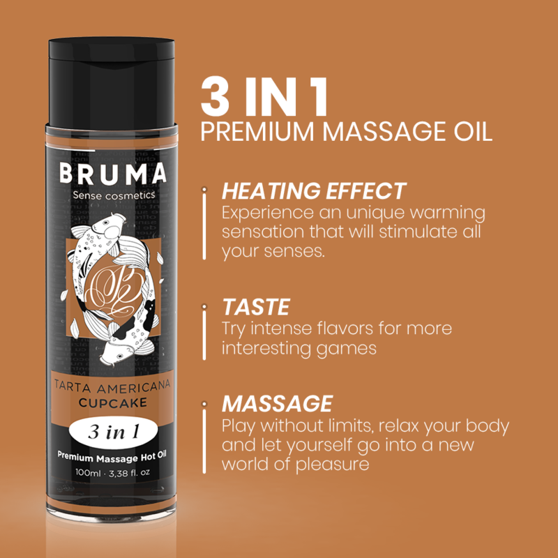 BRUMA - HUILE DE MASSAGE PREMIUM EFFET CHALEUR SAVEUR CUPCAKE 3 EN 1 - 100 ML2