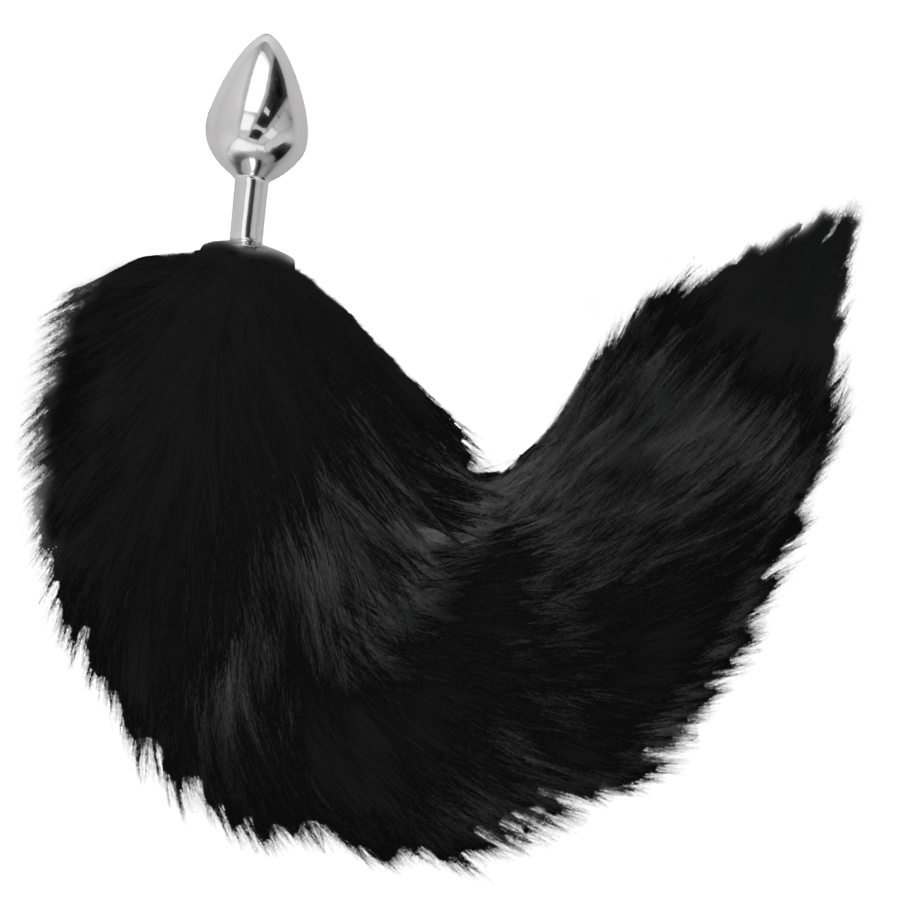 DARKNESS - PLUG ANAL ARGENT 8 CM AVEC QUEUE NOIRE1