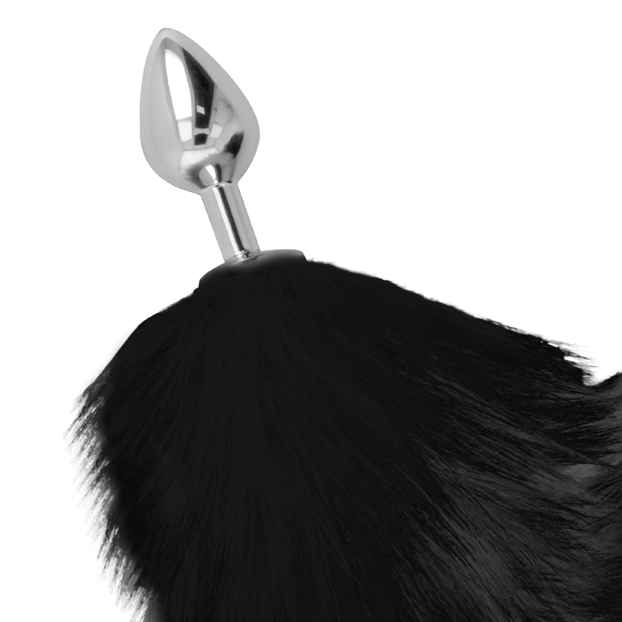 DARKNESS - PLUG ANAL ARGENT 8 CM AVEC QUEUE NOIRE2