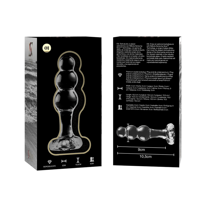 NEBULA SERIES BY IBIZA - MODÈLE 1 BOUCHON EN VERRE BOROSILICATE TRANSPARENT 10.5 CM -O- 3 CM4
