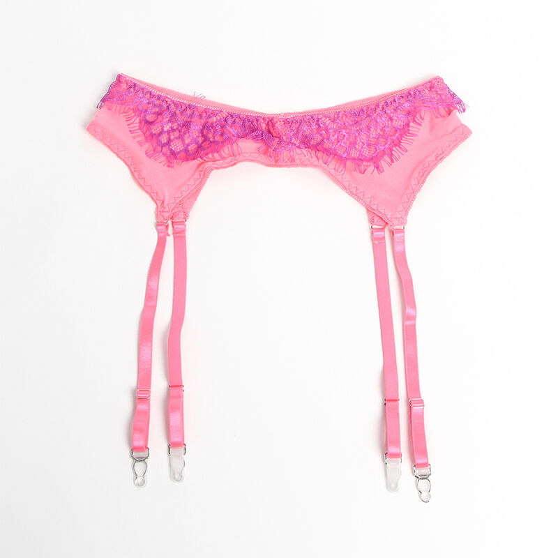 SUBBLIME - 955359 ENSEMBLE SOUTIEN-GORGE AVEC DENTELLE ET LIENS JARRETELLES ROSE ET VIOLET11