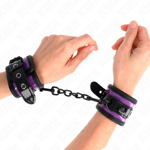 KINK - MENOTTES POIGNETS EN NÉOPRÈNE VIOLET CLAIR2