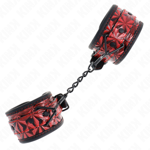 KINK - MENOTTES POIGNETS MOTIF DIAMANT ROUGE FONCÉ1