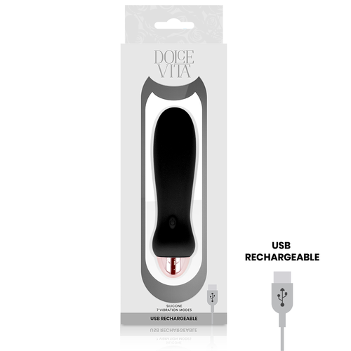 DOLCE VITA - VIBRATEUR RECHARGEABLE CINQ NOIR 7 VITESSES2