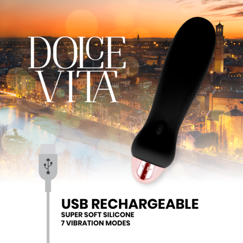 DOLCE VITA - VIBRATEUR RECHARGEABLE CINQ NOIR 7 VITESSES3