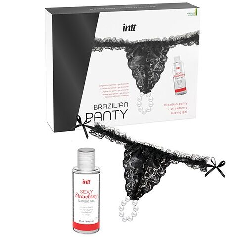 CULOTTE BRÉSILIENNE NOIRE PERLES/GEL LUBRIFIANT – Image 4