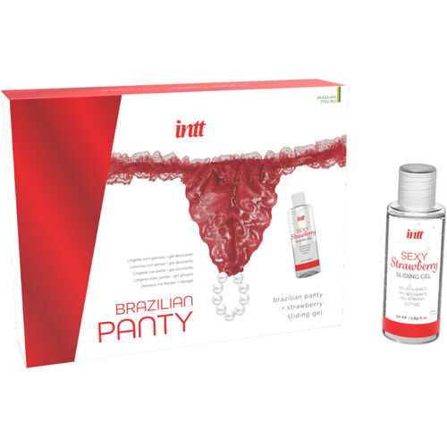 CULOTTE ROUGE AVEC PERLES ET GEL LUBRIFIANT 50 ML – Image 2