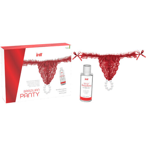 INTT RELEASES - CULOTTE ROUGE BRÉSILIENNE AVEC PERLES ET GEL LUBRIFIANT 50 ML2