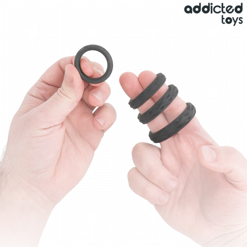 ADDICTED TOYS - ENSEMBLE D'ANNEAUX PÉNIS TEXTURÉS, 4 TAILLES1
