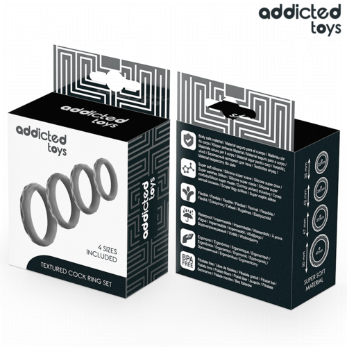 ADDICTED TOYS - ENSEMBLE D'ANNEAUX PÉNIS TEXTURÉS, 4 TAILLES2