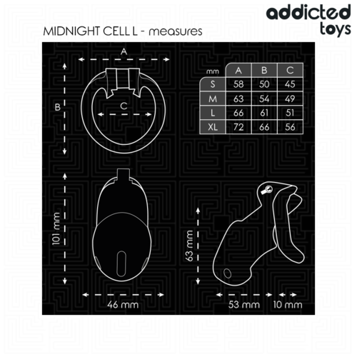 ADDICTED TOYS LOCKED - MINDNIGHT CELL CAGE À PÉNIS TAILLE L4