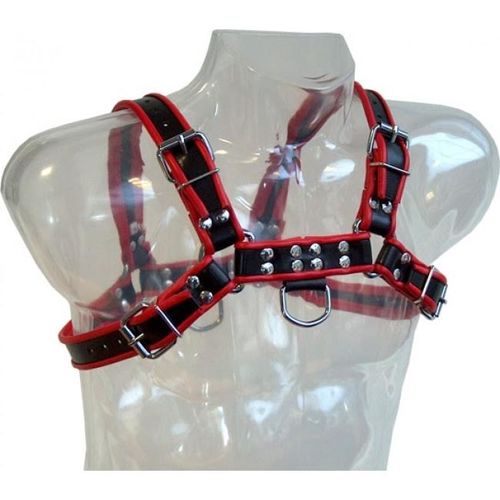 LEATHER BODY - HARNAIS CHAÎNE III NOIR - ROUGE1