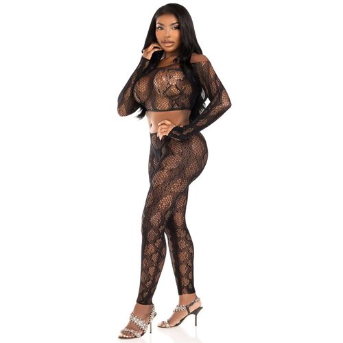 LEG AVENUE - 89373 HAUT COURT EN PYTHON ET COLLANTS SANS PIEDS NOIRS - TAILLE UNIQUE2