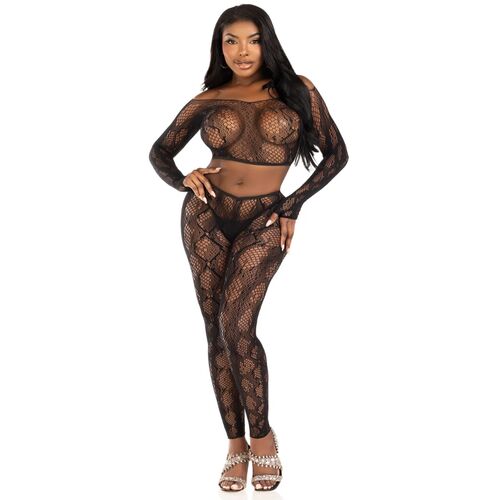 LEG AVENUE - 89373 HAUT COURT EN PYTHON ET COLLANTS SANS PIEDS NOIRS - TAILLE UNIQUE3