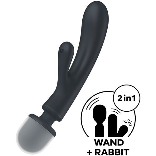 SATISFYER - MASSEUR VIBRATEUR LAPIN TRIPLE LOVER GRIS5