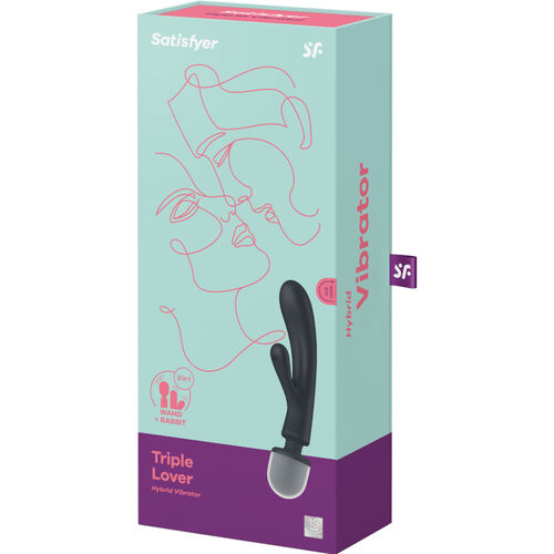 SATISFYER - MASSEUR VIBRATEUR LAPIN TRIPLE LOVER GRIS6