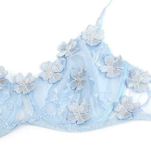 SUBBLIME - 957629 ENSEMBLE SOUTIEN-GORGE ET CULOTTE BRODÉS DE FLEURS BLEU CIEL5