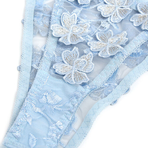 SUBBLIME - 957629 ENSEMBLE SOUTIEN-GORGE ET CULOTTE BRODÉS DE FLEURS BLEU CIEL6