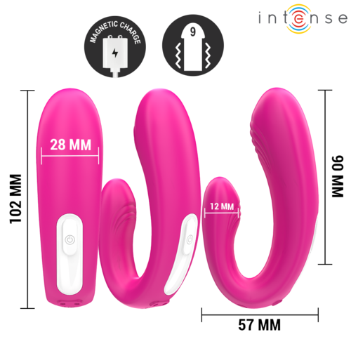 INTENSE - JANET DOUBLE STIMULATEUR ET VIBRATEUR EN U AVEC TÉLÉCOMMANDE ROSE3