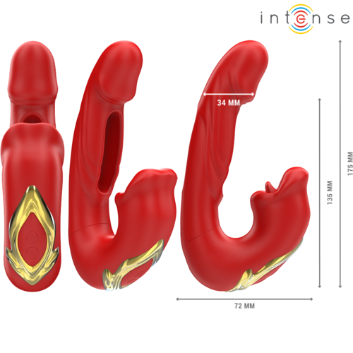 INTENSE - NATHY DOUBLE VIBRATEUR AVEC BOUCHE STIMULANTE MULTIFONCTION ROUGE2