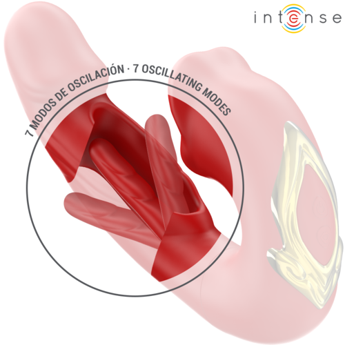 INTENSE - NATHY DOUBLE VIBRATEUR AVEC BOUCHE STIMULANTE MULTIFONCTION ROUGE3