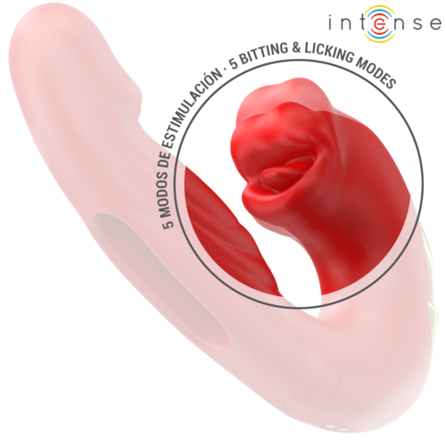 INTENSE - NATHY DOUBLE VIBRATEUR AVEC BOUCHE STIMULANTE MULTIFONCTION ROUGE4