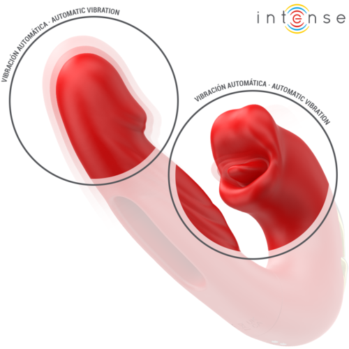 INTENSE - NATHY DOUBLE VIBRATEUR AVEC BOUCHE STIMULANTE MULTIFONCTION ROUGE5