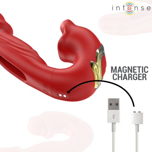INTENSE - NATHY DOUBLE VIBRATEUR AVEC BOUCHE STIMULANTE MULTIFONCTION ROUGE6