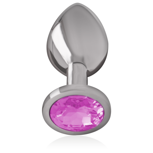 INTENSE - PLUG ANAL EN MÉTAL ALUMINIUM AVEC CRISTAL ROSE TAILLE S1