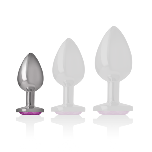 INTENSE - PLUG ANAL EN MÉTAL ALUMINIUM AVEC CRISTAL ROSE TAILLE S4