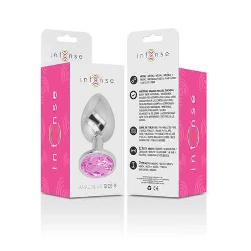 INTENSE - PLUG ANAL EN MÉTAL ALUMINIUM AVEC CRISTAL ROSE TAILLE S5