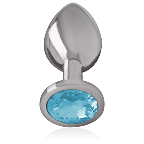 INTENSE - PLUG ANAL EN MÉTAL ALUMINIUM AVEC VERRE BLEU TAILLE M1