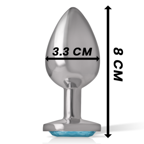 INTENSE - PLUG ANAL EN MÉTAL ALUMINIUM AVEC VERRE BLEU TAILLE M3