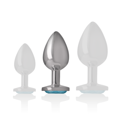 INTENSE - PLUG ANAL EN MÉTAL ALUMINIUM AVEC VERRE BLEU TAILLE M4