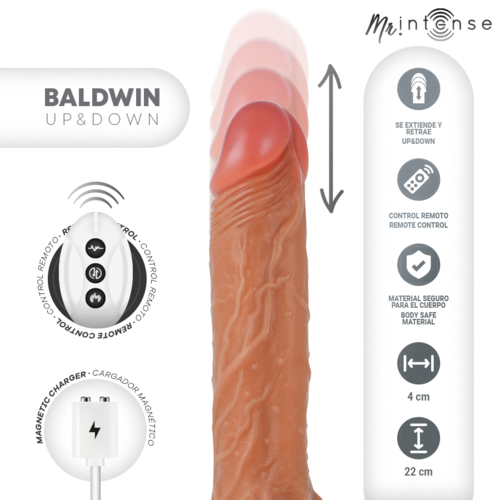 MR INTENSE - BALDWIN RÉALISTE MULTIFONCTIONNEL AVEC VIBRATION, TÉLÉCOMMANDE HAUT-BAS, 22 CM - OU - 4 CM2