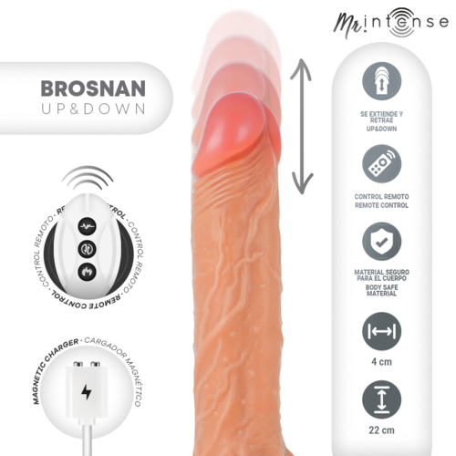 MR INTENSE - BROSNAN RÉALISTE MULTIFONCTIONNEL AVEC VIBRATION, TÉLÉCOMMANDE HAUT-BAS, 22 CM - OU - 4 CM1