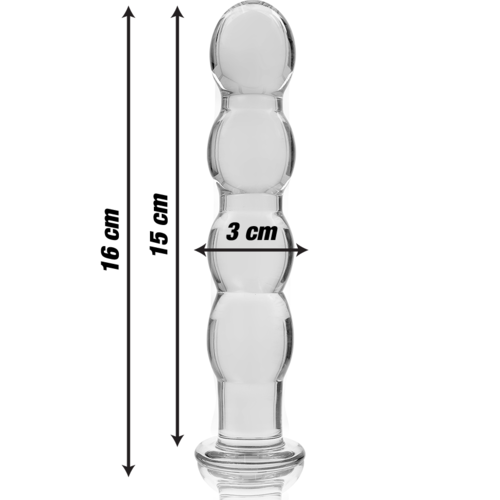 NEBULA SERIES BY IBIZA - MODÈLE 10 GODE EN VERRE BOROSILICATE CLAIR 16.5 CM -O- 3.5 CM3