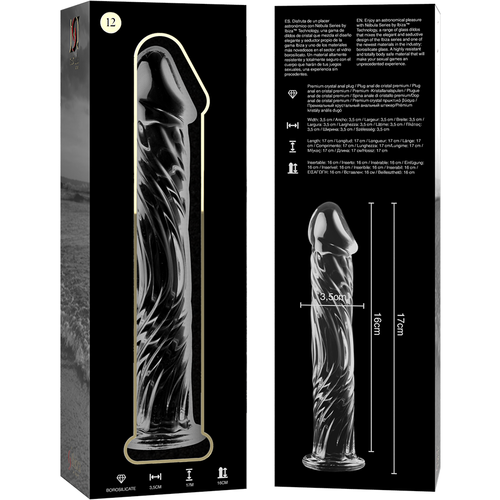 NEBULA SERIES BY IBIZA - MODÈLE 12 GODE EN VERRE BOROSILICATE CLAIR 17 CM -O- 3.5 CM5