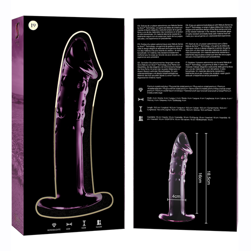 NEBULA SERIES BY IBIZA - MODÈLE 19 GODE EN VERRE BOROSILICATE ROSE 18.5 CM -O- 4 CM5