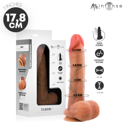 MR INTENSE - GARY S PÉNIS EN SILICONE ULTRA-RÉALISTE AVEC TESTICULES 17,8 CM -Ø- 4,2 CM