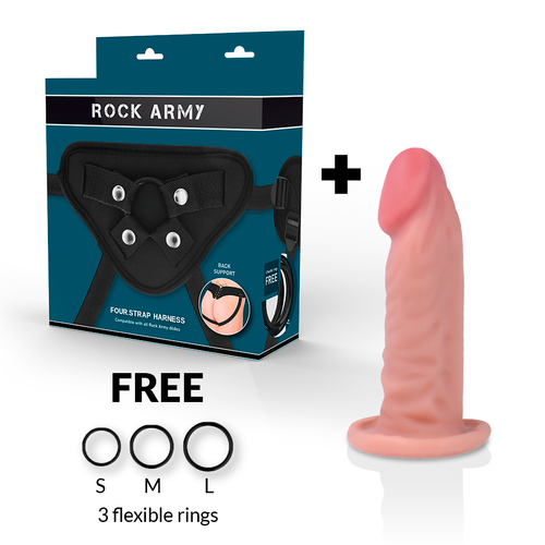 ROCKARMY - HARNAIS + GODE RÉALISTE TIGRE DOUBLE DENSITÉ 14 CM -O- 4.46 CM1