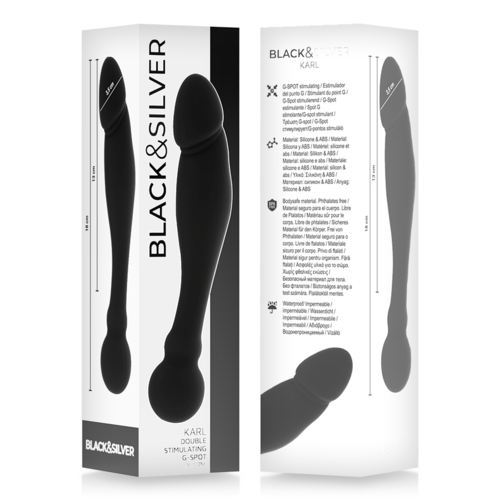 GODE DOUBLE DENSITÉ KARL NOIR 18 CM BLACK&SILVER – Image 5
